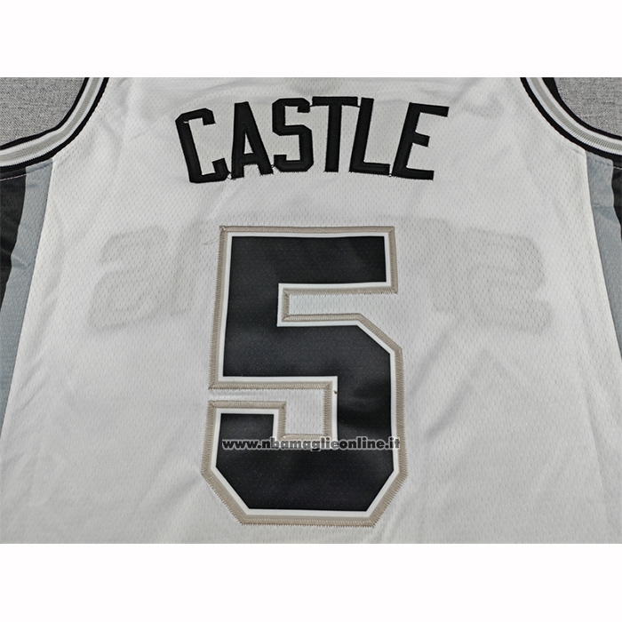 Maglia San Antonio Spurs Stephon Castle No 5 Association 2025-26 Bianco